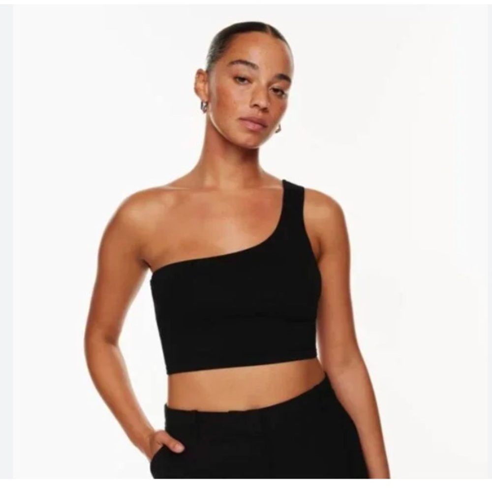 NWT - Babaton Sculpt Knit One-Shoulder Cropped Tank Black